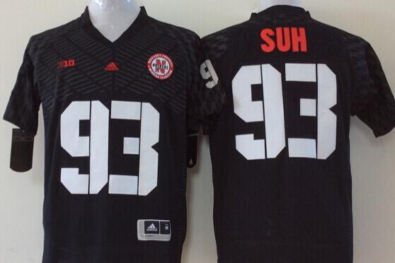 Men Nebraska Huskers #93 Suh Black NCAA jerseys->minnesota twins->MLB Jersey